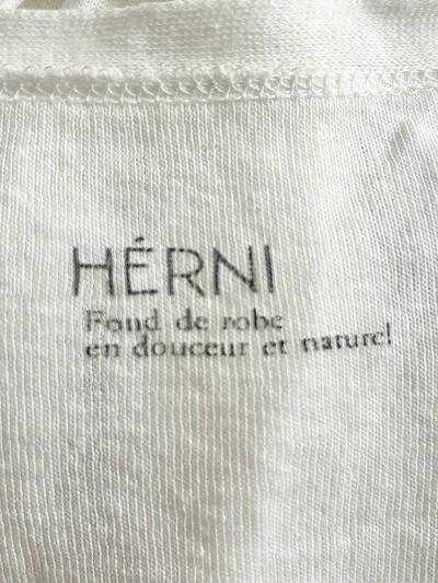 【美品】HERNI コットンリネン Vネック 長袖 カーディガン アイボリー 画像8