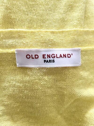 【美品】OLD ENGLAND リネン Vネック 長袖 ニット カーディガン イエロー 画像7