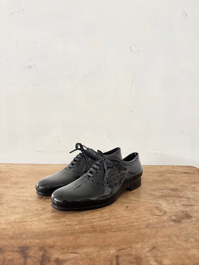 【美品】HENRY & HENRY ヘンリーアンドヘンリー ウィングチップ レインシューズ 37 ブラック 箱付き 画像1