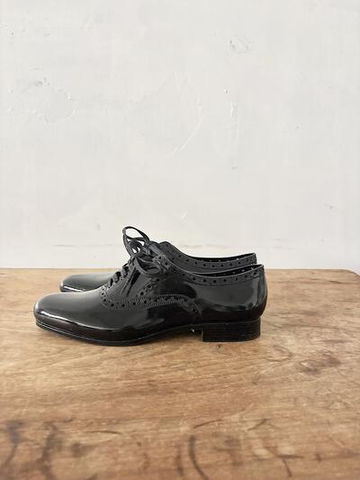 【美品】HENRY & HENRY ヘンリーアンドヘンリー ウィングチップ レインシューズ 37 ブラック 箱付き 画像2