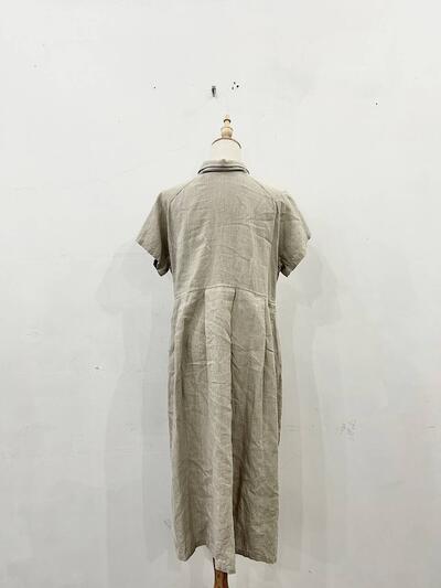 【美品】wafu リネン ピンタック タック 半袖 ワンピース 画像7
