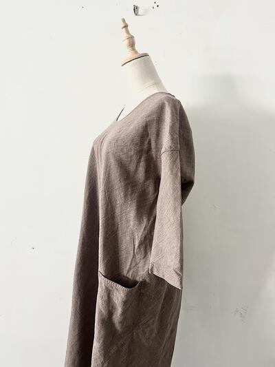 45R リネン ビッグシルエット ワンピース チョコレート 画像7