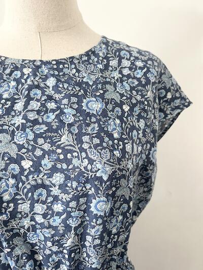 【美品】LIBERTY リバティプリント リネン フレンチスリーブ 花柄 ワンピース 画像3