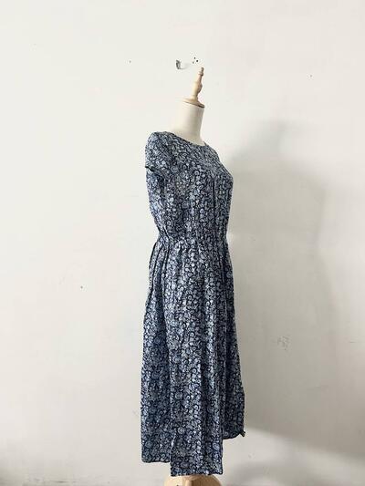 【美品】LIBERTY リバティプリント リネン フレンチスリーブ 花柄 ワンピース 画像4
