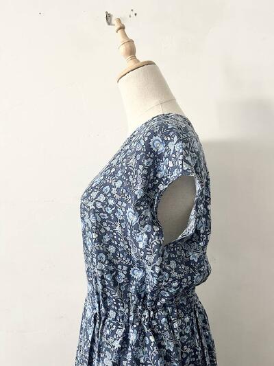 【美品】LIBERTY リバティプリント リネン フレンチスリーブ 花柄 ワンピース 画像5