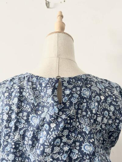 【美品】LIBERTY リバティプリント リネン フレンチスリーブ 花柄 ワンピース 画像7