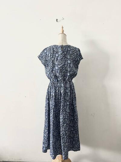 【美品】LIBERTY リバティプリント リネン フレンチスリーブ 花柄 ワンピース 画像8