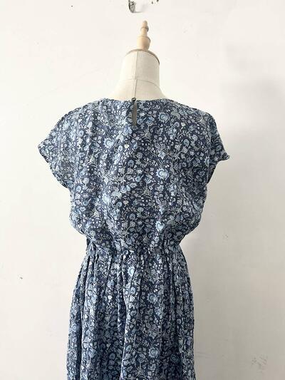 【美品】LIBERTY リバティプリント リネン フレンチスリーブ 花柄 ワンピース 画像9