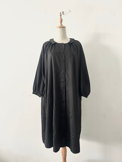 【美品】ina テンセル コットン ギャザー シャツ ワンピース 画像1