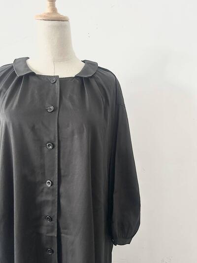 【美品】ina テンセル コットン ギャザー シャツ ワンピース 画像4