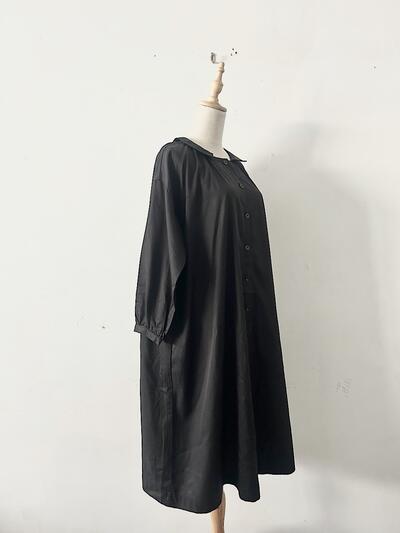 【美品】ina テンセル コットン ギャザー シャツ ワンピース 画像5