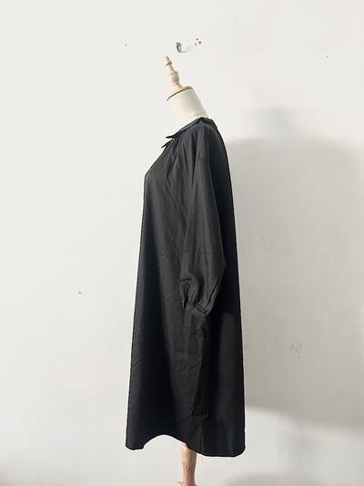 【美品】ina テンセル コットン ギャザー シャツ ワンピース 画像6