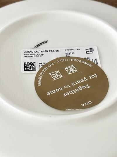 【未使用】marimekko　UNIKKO LAUTANEN　プレート　丸形　グレー　ゴールド　13.5cm　 画像6