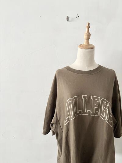 サンカ Sanca カレッジロゴ カットソー Tシャツ オリーブ カーキ 日本製 画像2