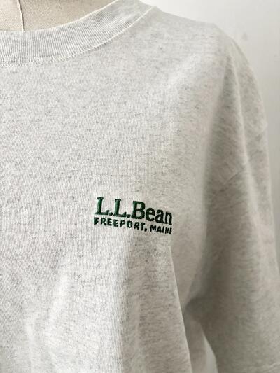 【美品】L.L.Bean ワンポイント刺繍ロゴ Tシャツ ライトグレー M 画像3