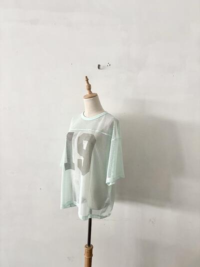 【美品】ビームス BEAMS メッシュ ナンバリング ゲームシャツ ミントグリーン M 画像2