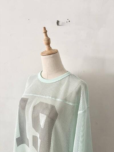 【美品】ビームス BEAMS メッシュ ナンバリング ゲームシャツ ミントグリーン M 画像3