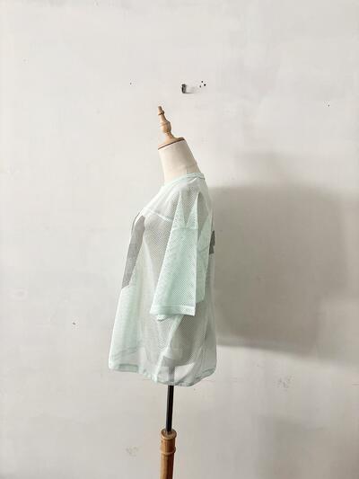 【美品】ビームス BEAMS メッシュ ナンバリング ゲームシャツ ミントグリーン M 画像4