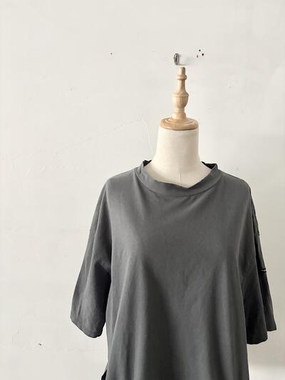 【MidiUmi】ダークブルー Tシャツ コットン100% カジュアル レディース Fサイズ 画像2