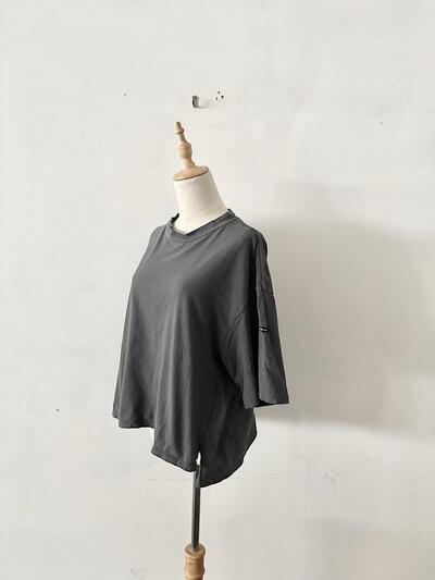 【MidiUmi】ダークブルー Tシャツ コットン100% カジュアル レディース Fサイズ 画像3