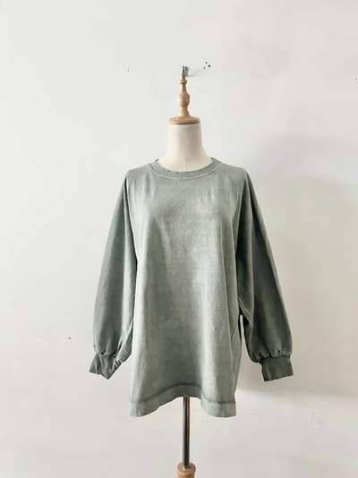 YLEVE バルーンスリーブ ロングTシャツ よもぎ 画像1