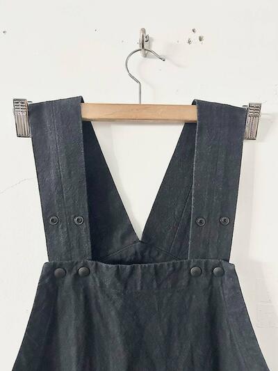 【美品】atelier naruse　cotton linen slab overalls pants　サイズF　黒 画像3