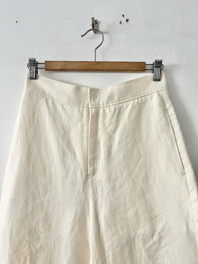 【美品】assiette リネン ワイド パンツ イージー リボン アイボリー 画像3