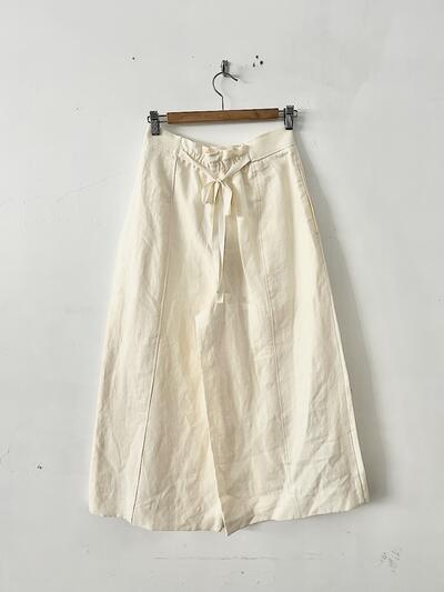 【美品】assiette リネン ワイド パンツ イージー リボン アイボリー 画像6