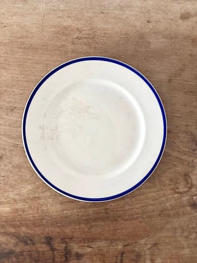 【フランスアンティーク】ブルーライン　ビストロプレート　21cm　　 画像1