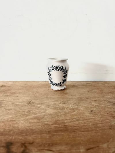 フランス アンティーク 陶器ポット 花柄 画像1