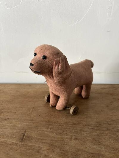 ヴィンテージ 車輪付き 犬 ぬいぐるみ 画像2