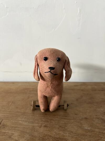 ヴィンテージ 車輪付き 犬 ぬいぐるみ 画像3