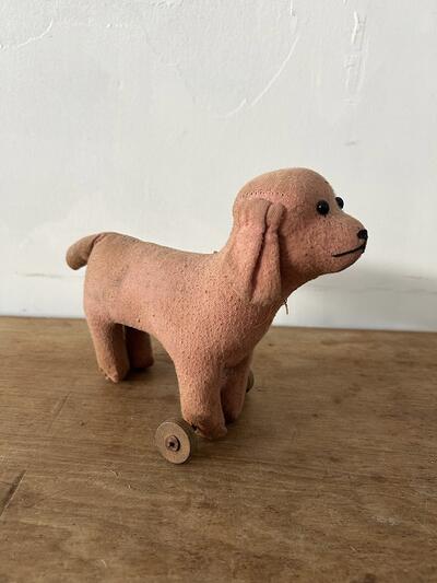 ヴィンテージ 車輪付き 犬 ぬいぐるみ 画像4