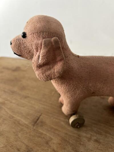 ヴィンテージ 車輪付き 犬 ぬいぐるみ 画像6