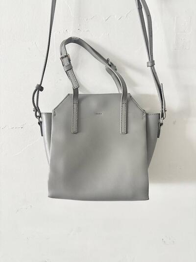 【美品】YAHKI　 2way レザー ショルダーバッグ ハンドバッグ グレー 画像4