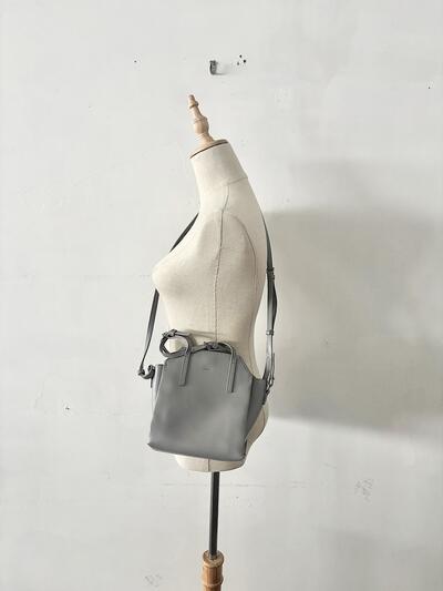 【美品】YAHKI　 2way レザー ショルダーバッグ ハンドバッグ グレー 画像7