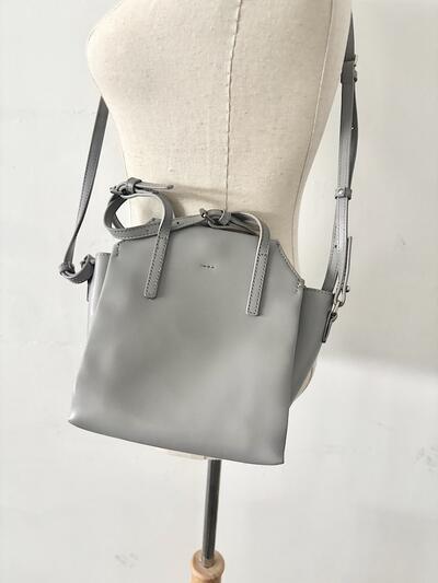 【美品】YAHKI　 2way レザー ショルダーバッグ ハンドバッグ グレー 画像8