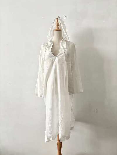 JOURNAL STANDARD relume　フード付きワンピース 白 麻混 F 画像1