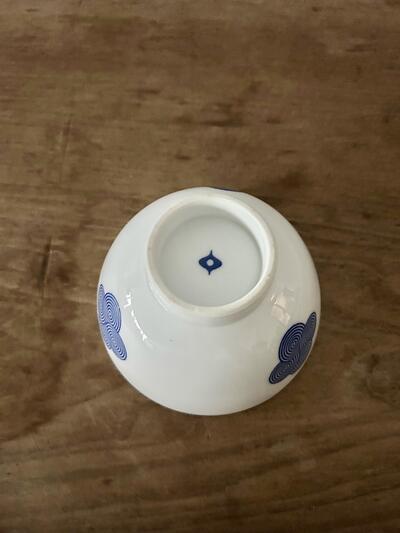 【美品】柳宗理 ヤマツ 出石磁器 雲紋 お茶碗 白磁 染付 画像7