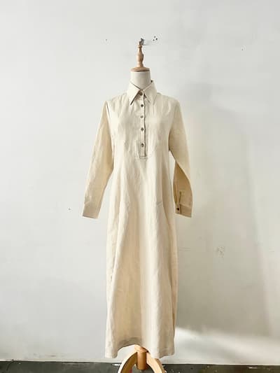 【未使用」LISETTE ジョジアーヌ リネン シャツ ワンピース ベージュ 画像1
