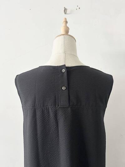 【美品】Le Glazik 　ノースリーブ Vネック ワンピース 墨色 チャコール ブラック 画像7