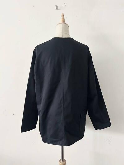 STYLE+CONFORT コットン ノーカラー ジャケット ネイビー 画像5