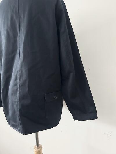 STYLE+CONFORT コットン ノーカラー ジャケット ネイビー 画像6