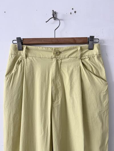 human woman テーパードタックパンツ レモンイエロー 画像4