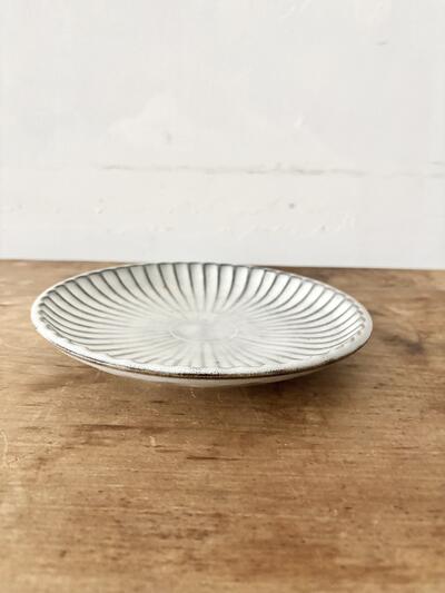福田るい 白しのぎ中皿 21cm 皿 プレート 作家物 陶器① 画像5