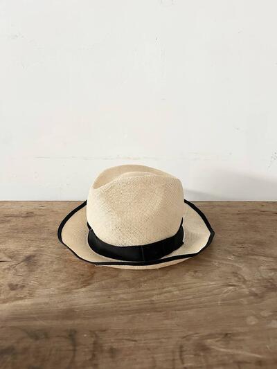 【美品】MARGARET HOWELL ストローハット パナマハット 麦わら帽子 リボン パイピング 画像1