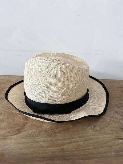 【美品】MARGARET HOWELL ストローハット パナマハット 麦わら帽子 リボン パイピング 画像3