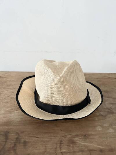 【美品】MARGARET HOWELL ストローハット パナマハット 麦わら帽子 リボン パイピング 画像5