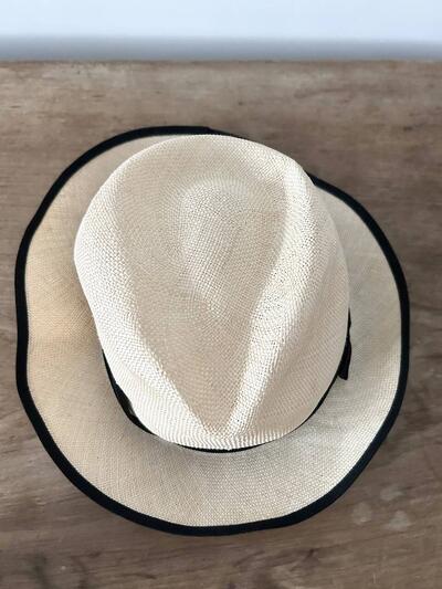 【美品】MARGARET HOWELL ストローハット パナマハット 麦わら帽子 リボン パイピング 画像6