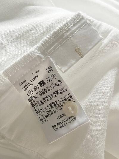 Gauze フリルカラー リボン ブラウス オフホワイト ラミーリネン コットン 画像10